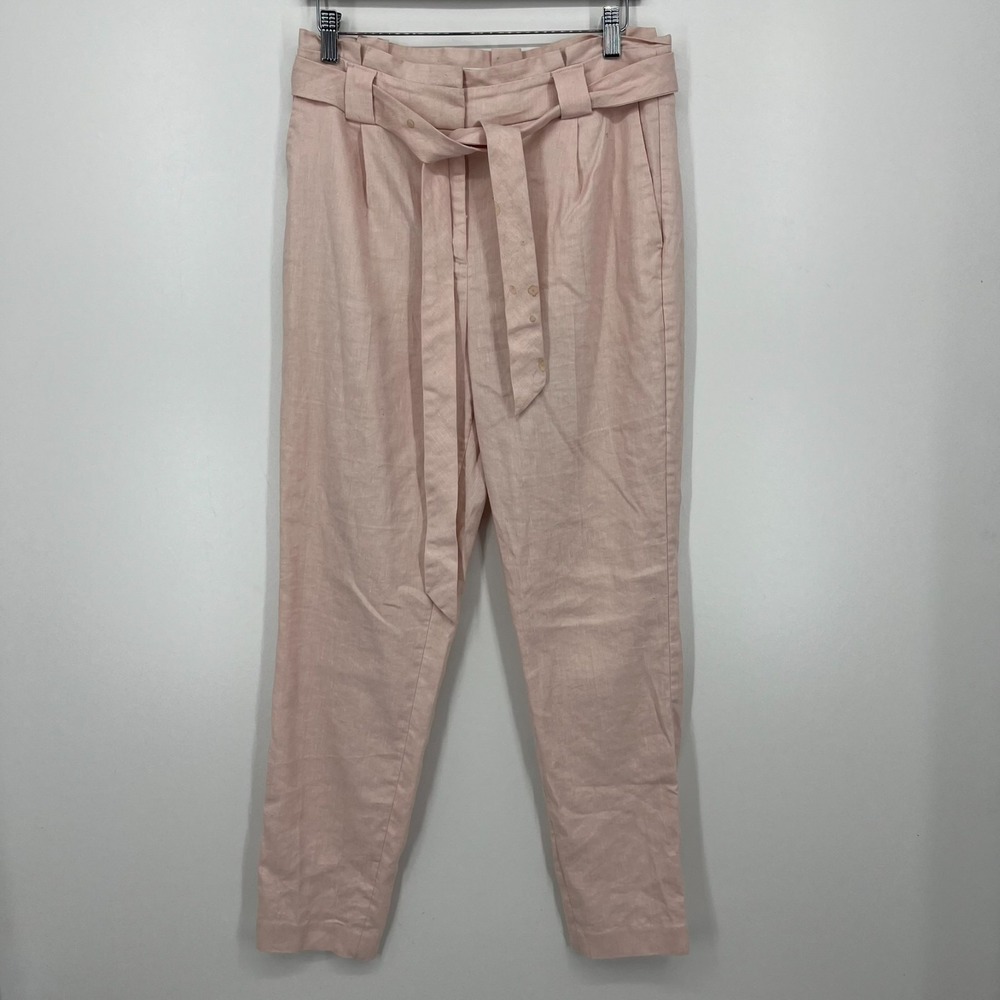 Express Pants Women's Size 8L Long Length Pink‎ Ankle High Rise Linen Blend
